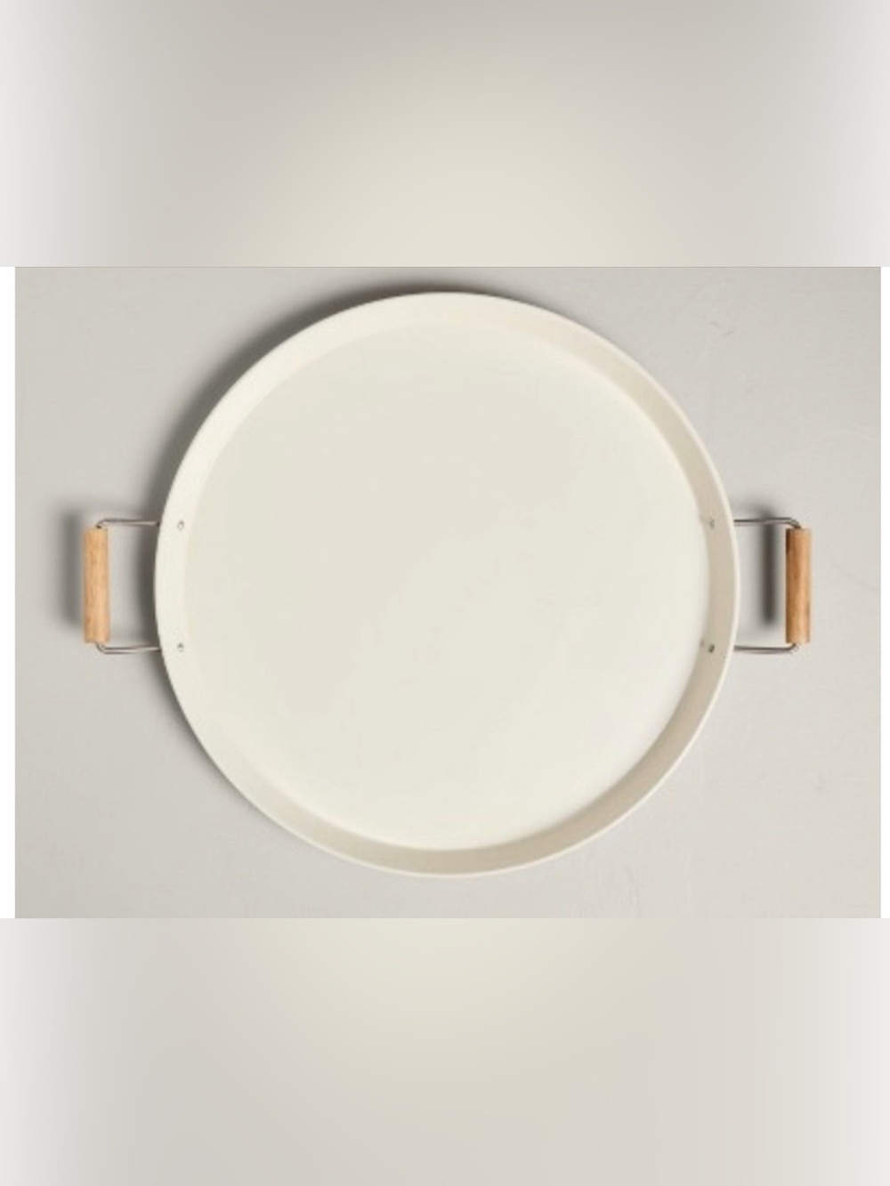 18" Round Metal Serving Tray with Handles Sour Cream Hearth & Hand Magnolia NEW